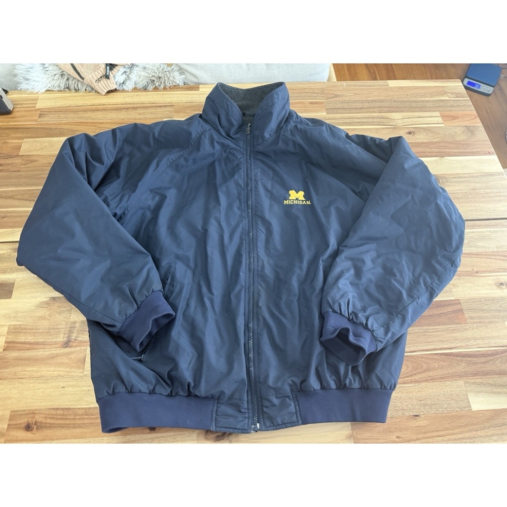 Michigan Wolverines Jacket Mens XXL Tall  Blue Holloway‎ Hooed Full Zip